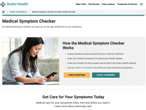 Symptom Checker view on sutterhealth.org