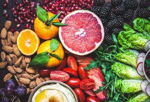 Photo of fresh fruit, vegetables, and nuts