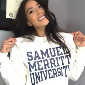 Photo of Rachel Valdez in a Samuel Merritt University shirt.