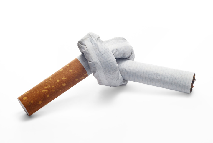 a destroyed cigarette on a white background