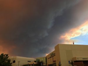 Fire smoke looms immediately behind Sutter Lakeside Hospital