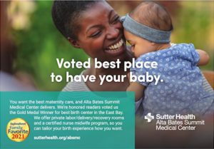 Ad for Alta Bates Summit Medical Center featuring mom and baby