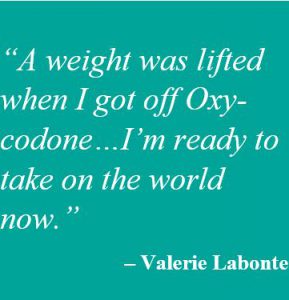 Quote from Valerie Labonte in white text on a teal background