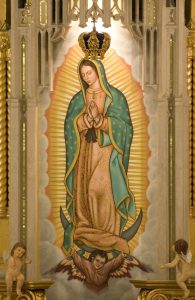 Artistic image of the Virgin of Guadalupe also known as the Virgin Mary.