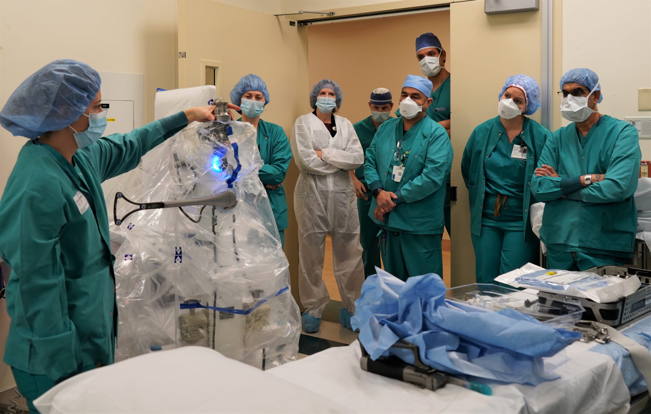 Operating room staff train on the VELYS® robot at Novato Community Hospital