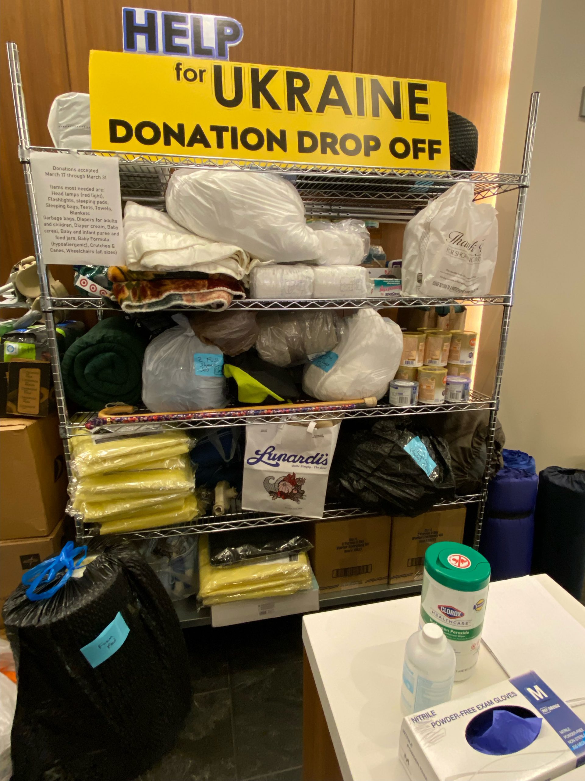 A donation drop-off cart at Sutter's CPMC in San Francisco