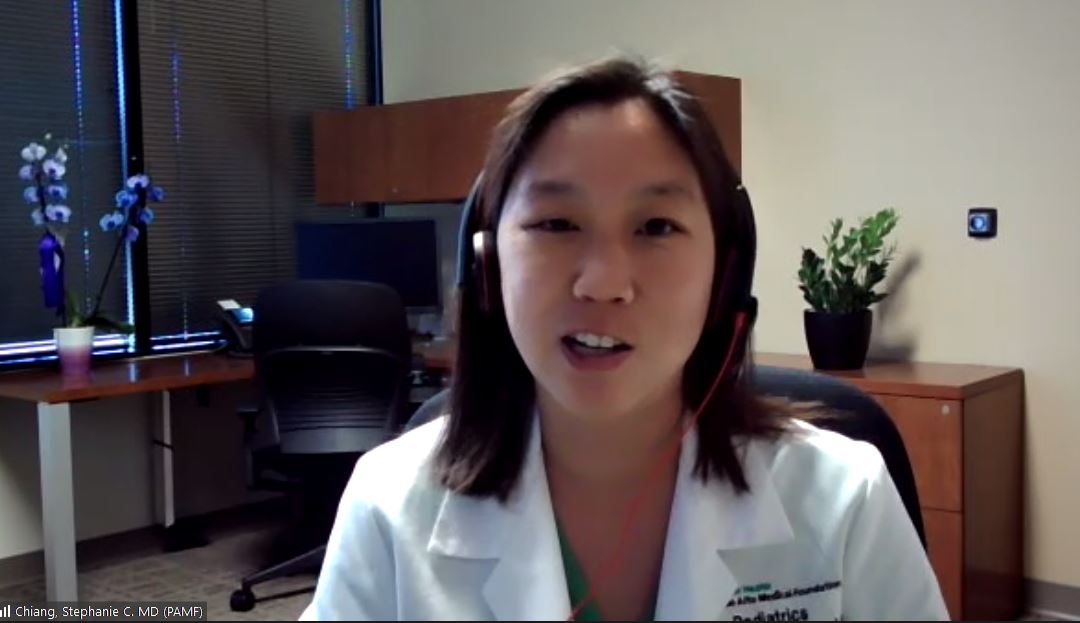 Dr. Stephanie Chiang speaks with reporters via Zoom about COVID shots for little kids. 