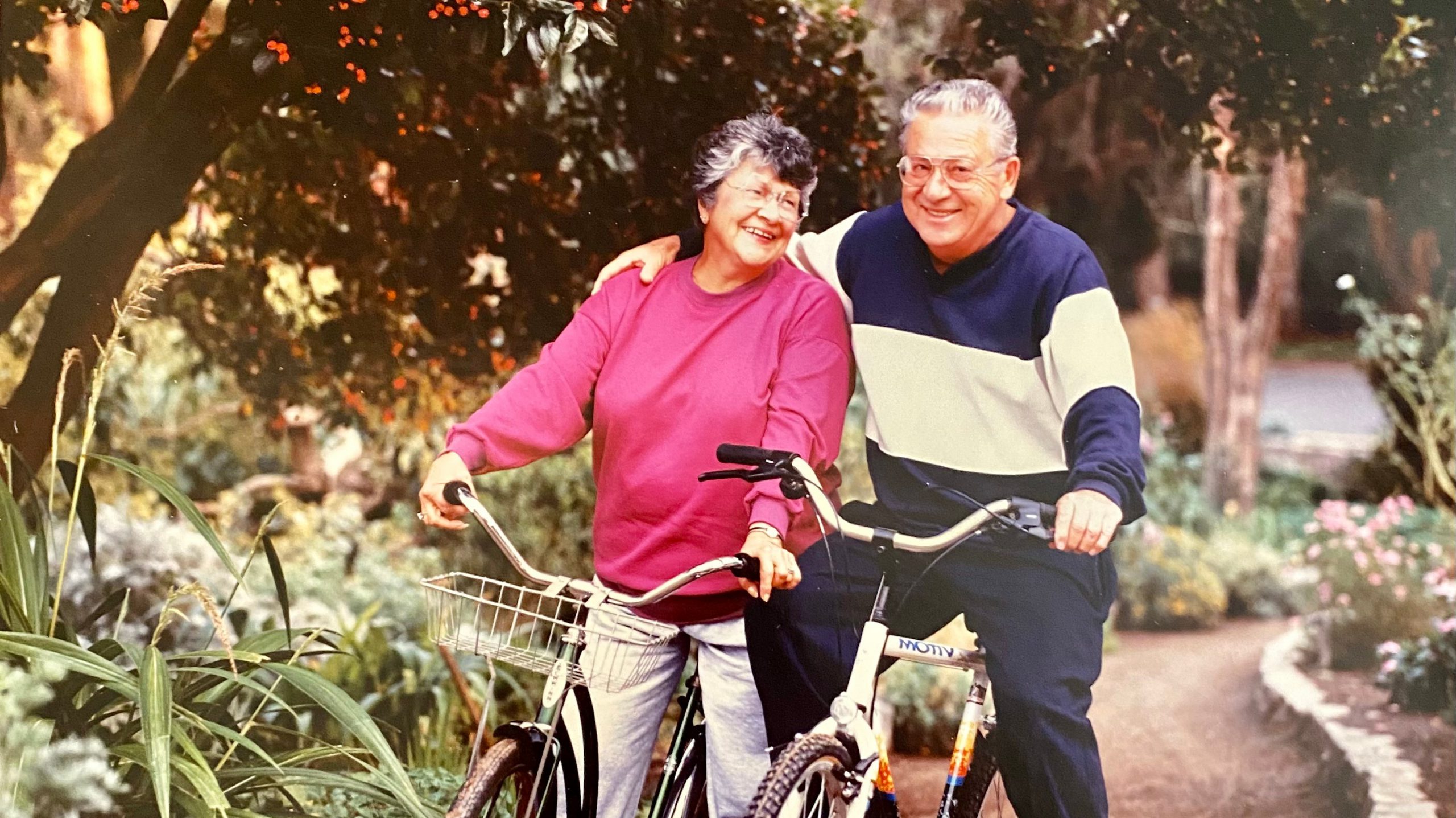 Couple on bikes Judy Schoer Mom and Dad Photo