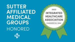 Social graphic with green ribbon signifying award earned by medical groups