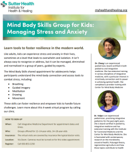 Mind Body Skills Group flyer