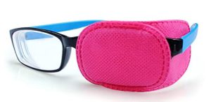 glasses frames with pink eye patch