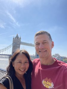 Colon Cancer survivor Brian Jeffs and his wife Kari in London