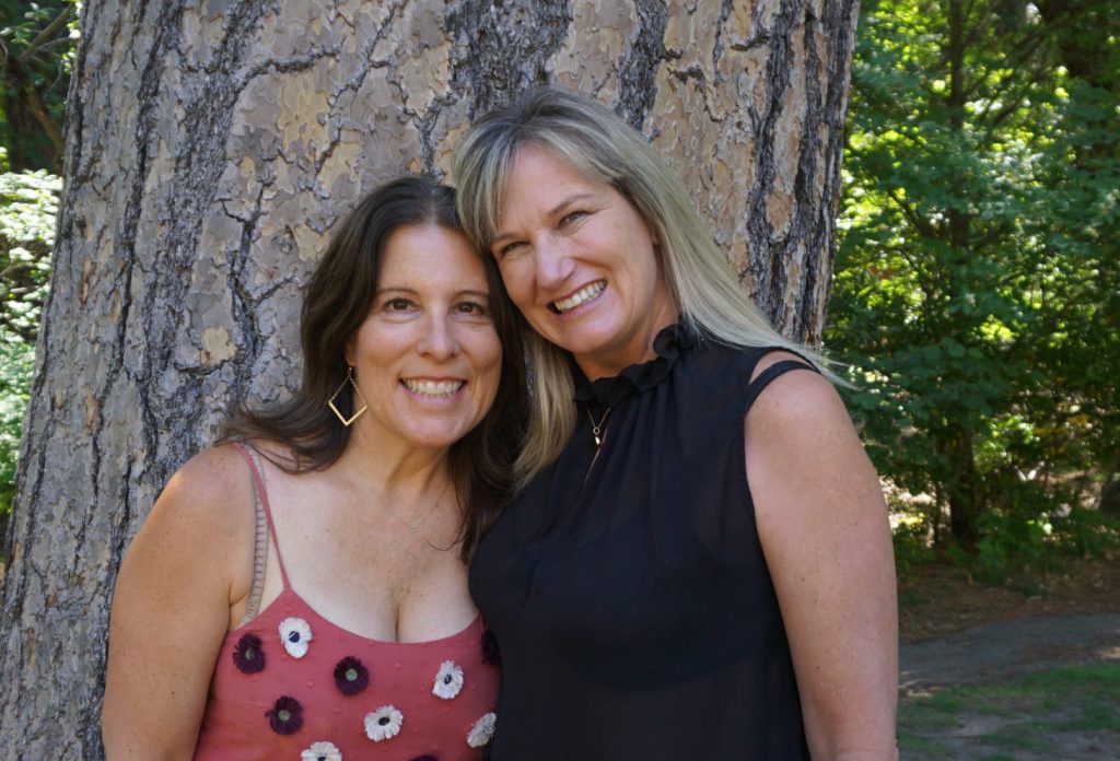 Photo of best friends Michelle Meyers and Maureen Matthews, best friends who have shared their lives and breast cancer, too.