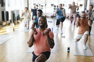 Men in exercise class