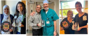 collage of Sutter Davis Hospital staff and physicians proudly displaying an award