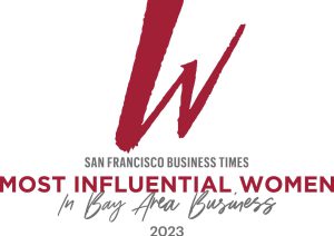 Logo that reads San Francisco Business Times Most Influential Women in Bay Area Business 2023