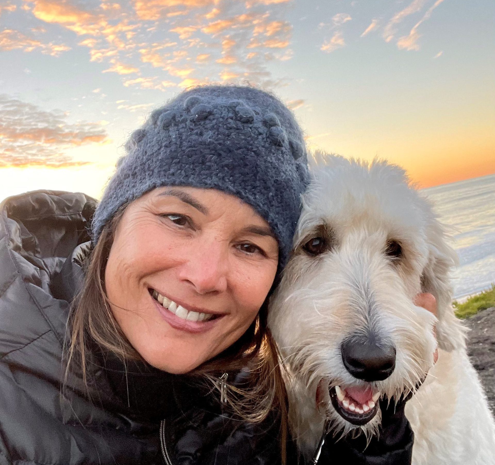 A selfie with a woman and her dog