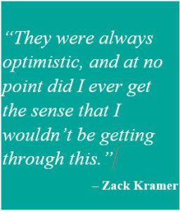 Graphic treatment of pull quote from Zack Kramer