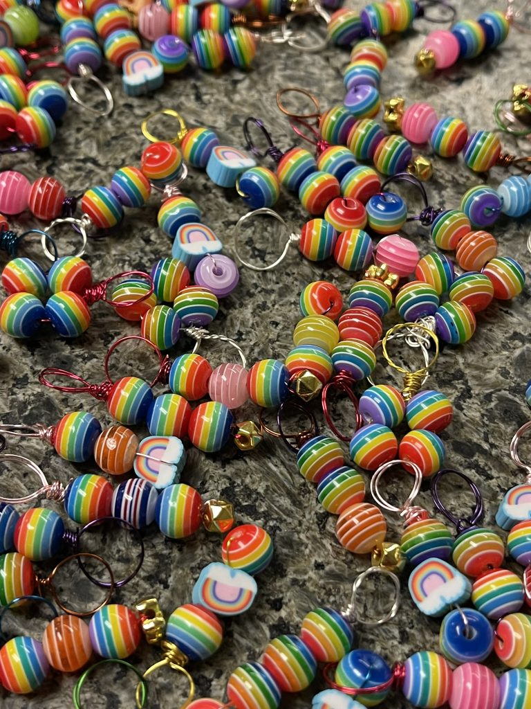 A group of rainbow charms