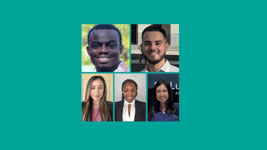 Collage of diverse young people with a teal background
