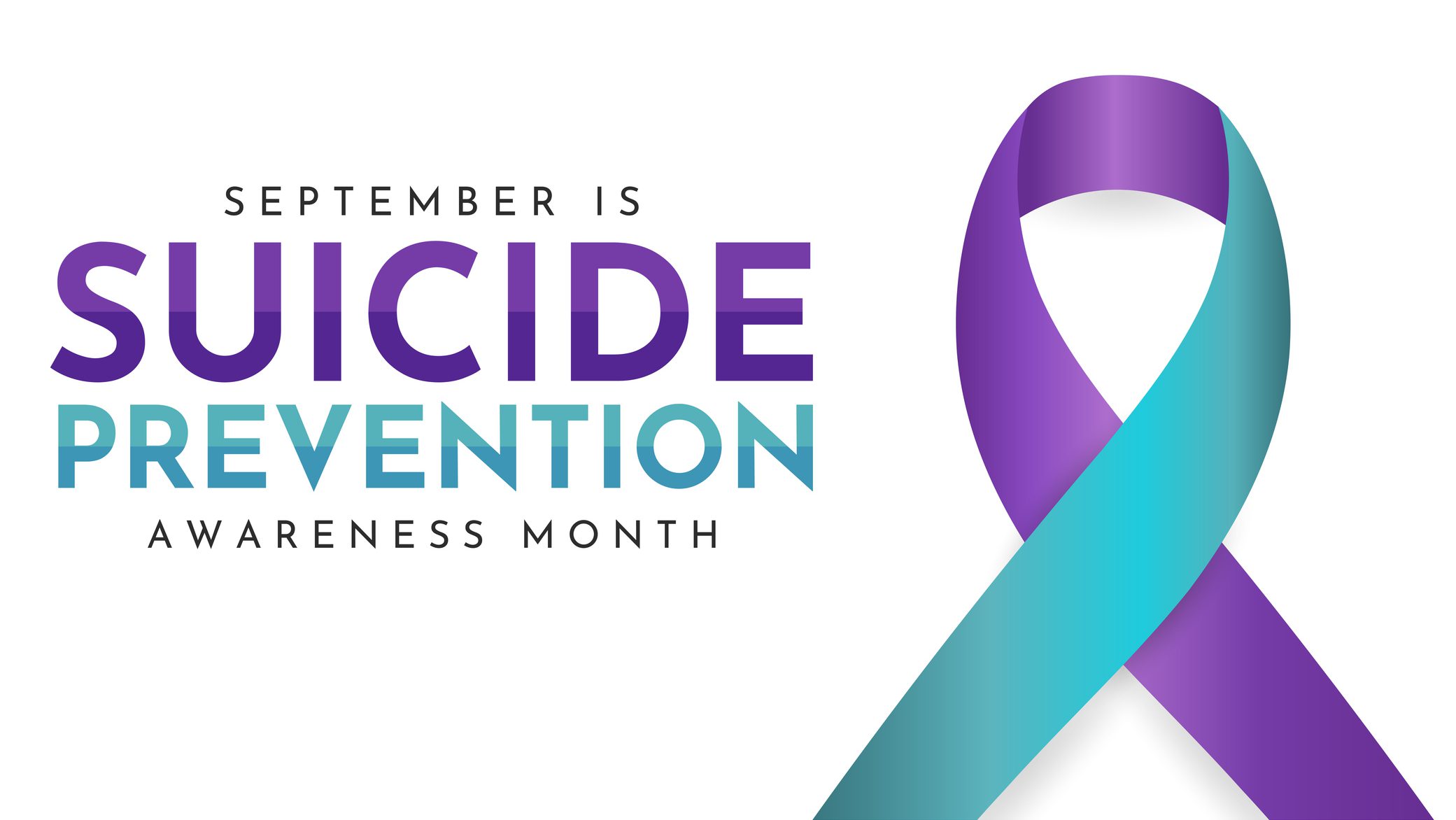 Suicide Prevention Awareness Month graphic with ribbon