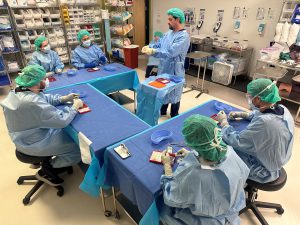 Nursing students in Scrubbing Skills Lab