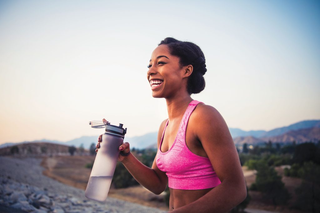 Woman with water bottle