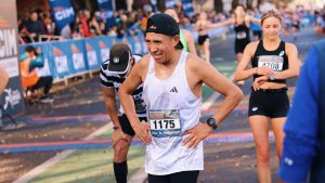 Marathoners rest after race