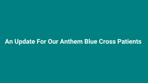 Text graphic in white over teal backdrop that says update to Anthem members