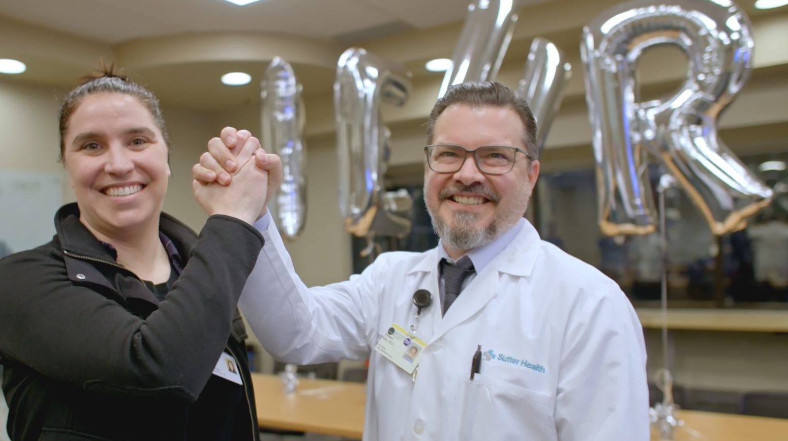 Lisamarie LaVallee, memory program manager for Sutter’s Health’s Neuroscience Service Line (L) and Dr. Shawn Kile, a neurologist with Sutter Medical Group and lead physician for the team that won Sutter’s inaugural innovation challenge.