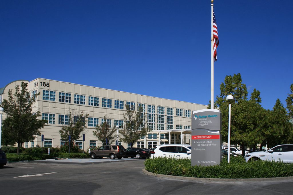 Aerial shot of Novato Community Hospital in Marin County, California