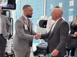 Sutter Delta CEO Trevor Brand and Antioch Mayor Ron Bernal shake hands