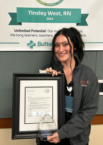 Nurse with award