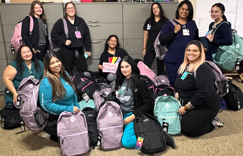 Group with backpacks