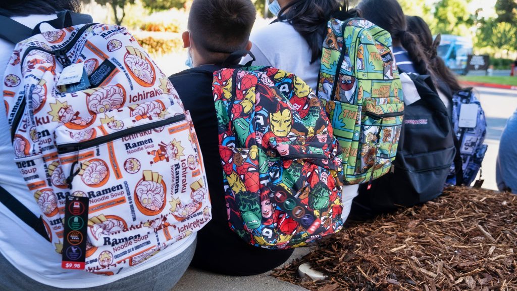 Children wearing backpacks