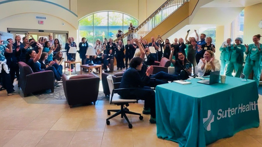 Sutter Roseville staff applaud the announcement