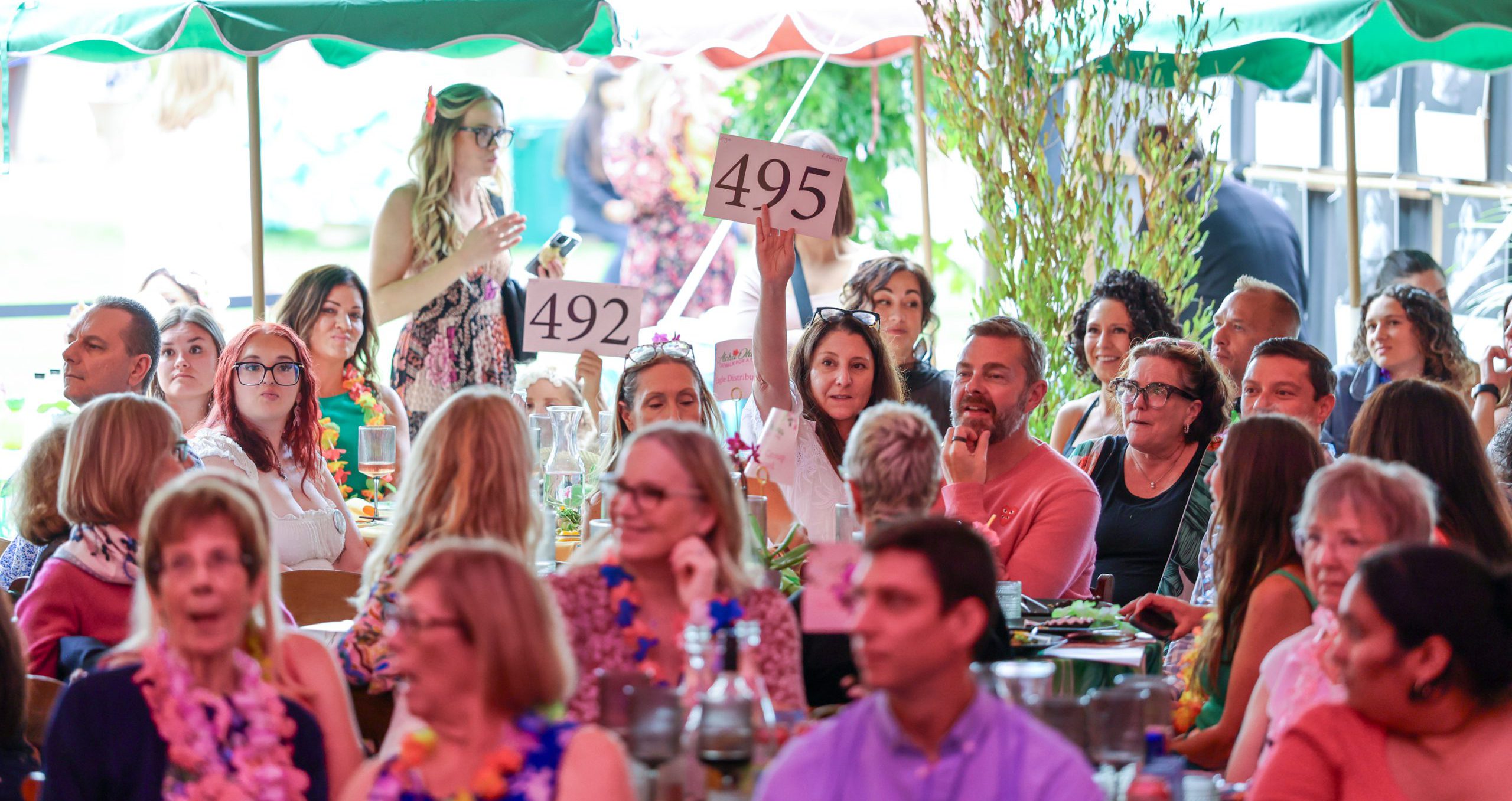 Audience at a fundraising event for cancer