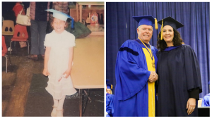Then and Now: Rachael McKinney graduating from Head Start, Rachael McKinney graduating with her FACHE