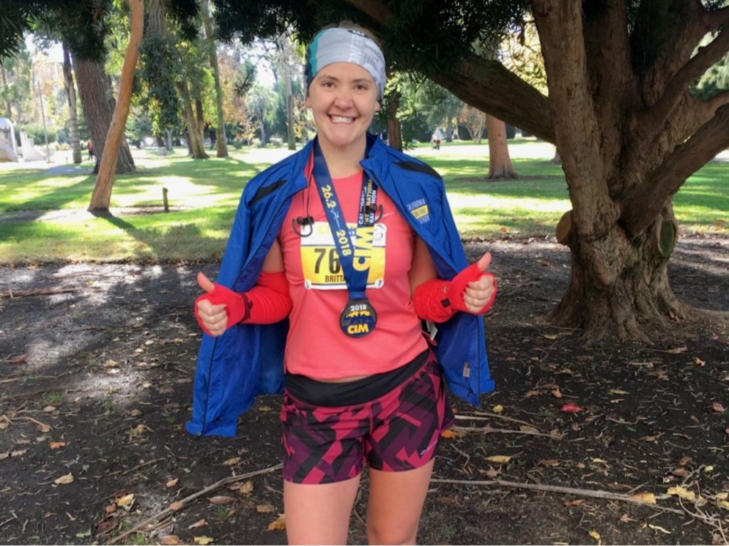 Brittanie Tovar smiles after finishing the CIM.