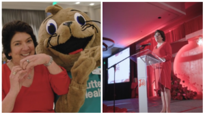 Kat Holmes speaking at the American Heart Association Go Red for Women awards. 