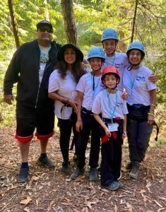 Purewal family preparing to zipline at Camp Hope.
