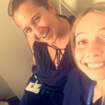 Snap chat photo of two female medical students smiling 