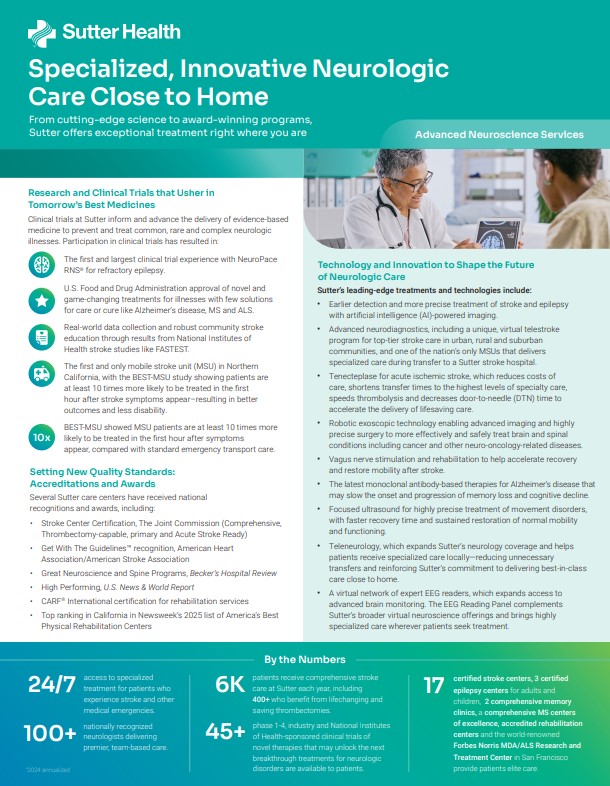 Neuroscience Service Line Fact Sheet