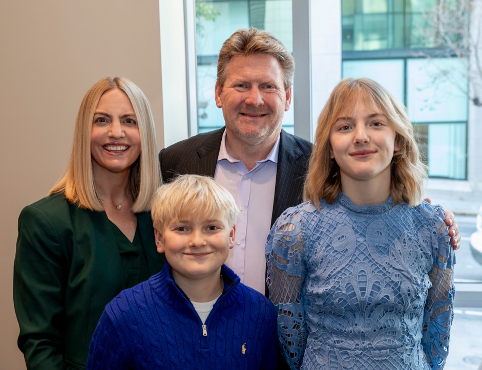 Family photo with mom, dad, a son and daughter