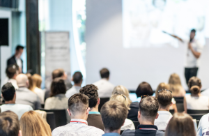 research conference with people in the audiences