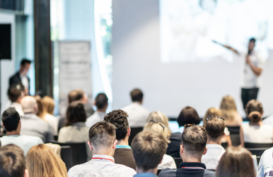 research conference with people in the audiences
