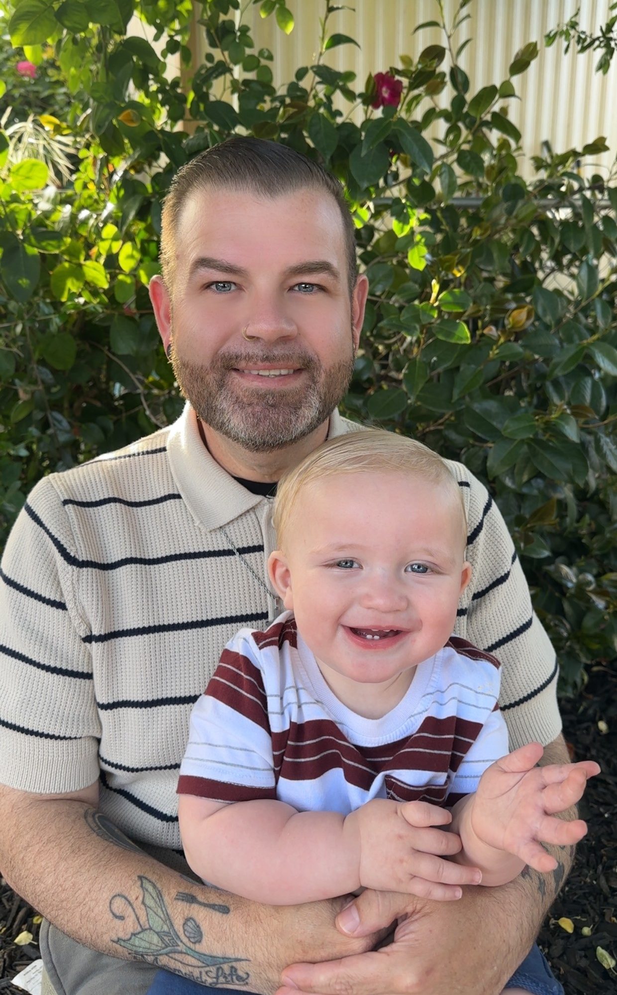 A father with his young son