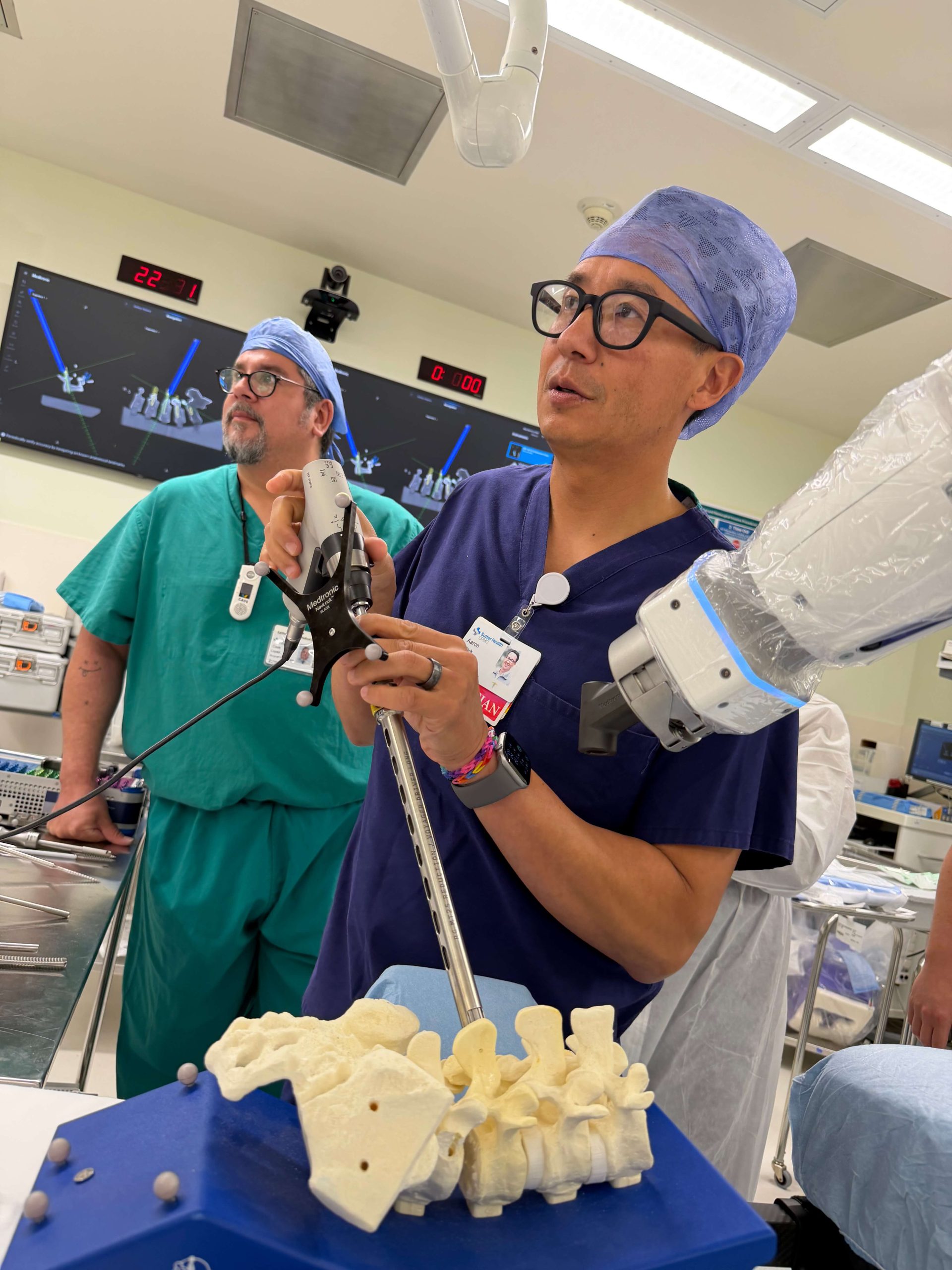 Clinicians in an operating room