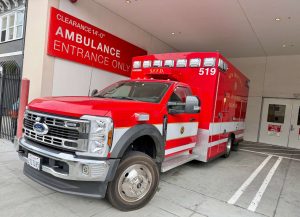 Ambulance in an emergency department bay