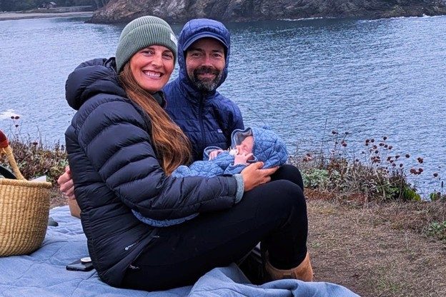 Roxanne Beltran and Patrick Robinson enjoy a picnic with their baby, Remy, along the Mendocino coast. The couple chose to give birth at Sutter Maternity & Surgery Center of Santa Cruz.